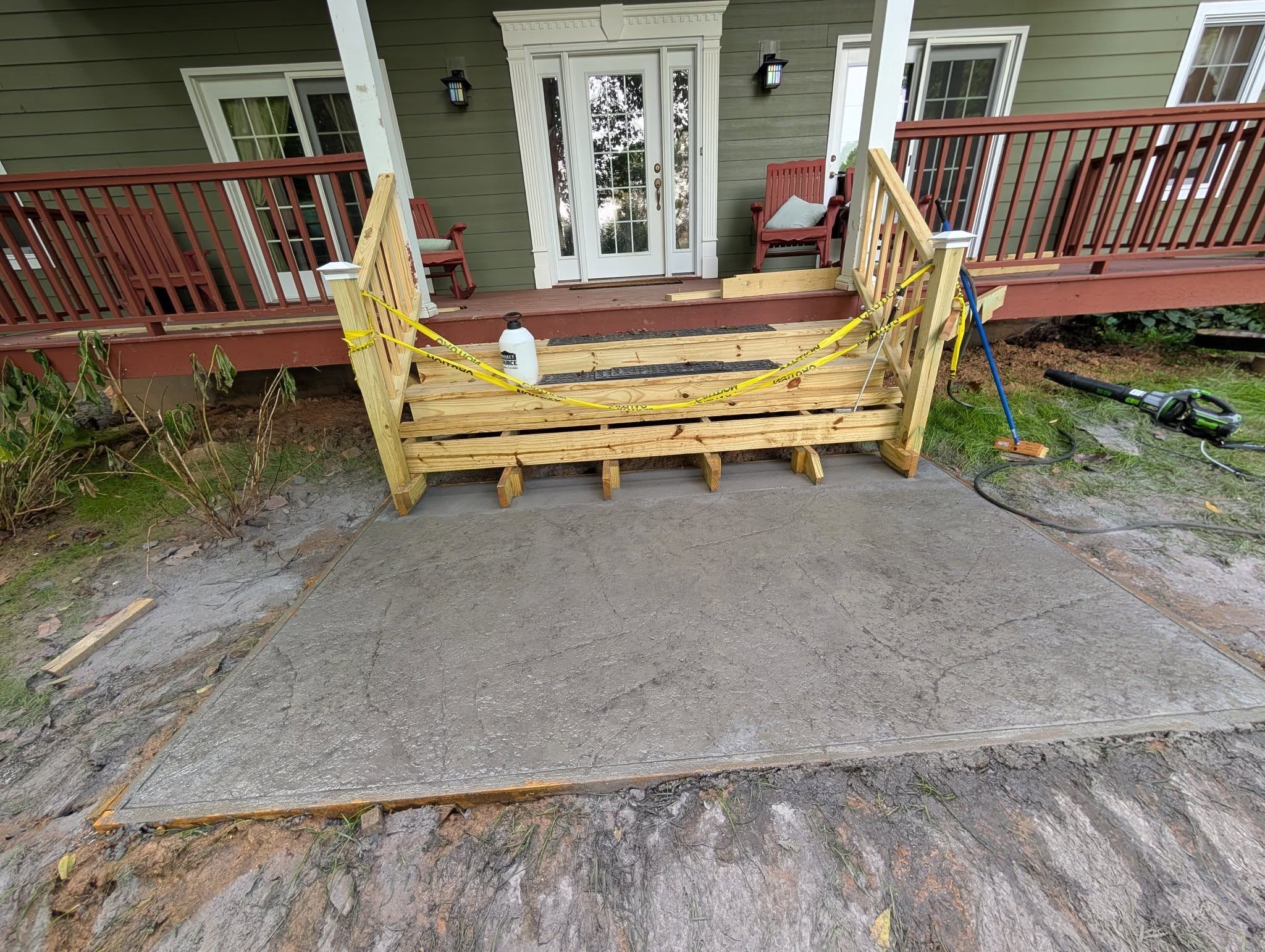 Stamped concrete stair entrance